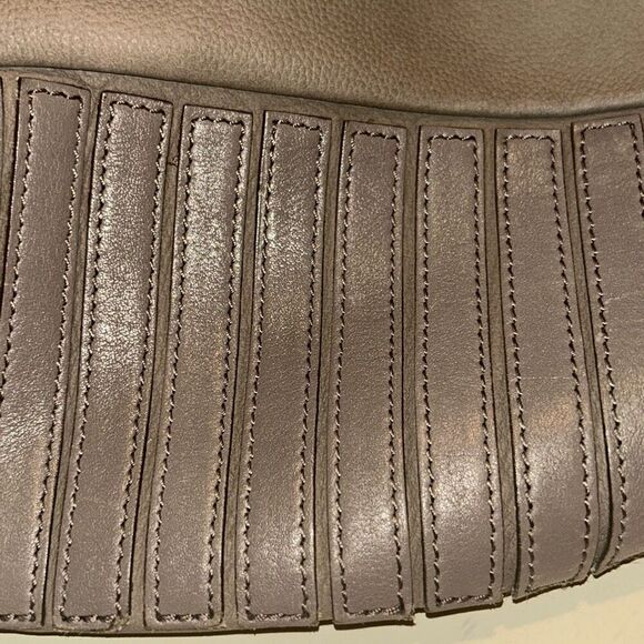 Anya Hindmarch Taupe Brown Leather Bucket Bag Tassel Fringe Purse Boho Western - Picture 15 of 15